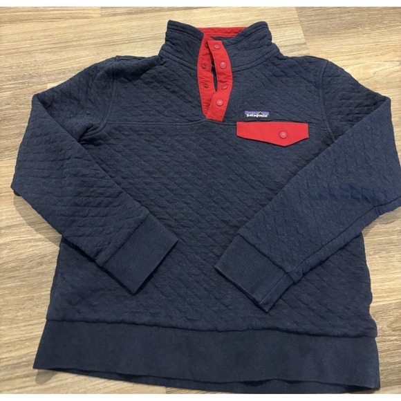 Patagonia Other - Patagonia Men's Quilted 1/4 Snap Pullover Jacket Navy/Red Size Small